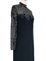 2000s St. John Rhinestone Heart Embellished Knit Gown Dress arcadeshops.com