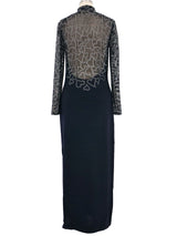 2000s St. John Rhinestone Heart Embellished Knit Gown Dress arcadeshops.com