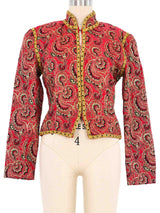 Red And Gold Brocade Cropped Jacket Jacket arcadeshops.com