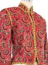 Red And Gold Brocade Cropped Jacket Jacket arcadeshops.com