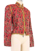 Red And Gold Brocade Cropped Jacket Jacket arcadeshops.com