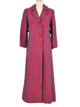 1970s Red And Purple Brocade Maxi Coat Outerwear arcadeshops.com