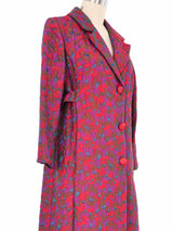 1970s Red And Purple Brocade Maxi Coat Outerwear arcadeshops.com