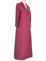 1970s Red And Purple Brocade Maxi Coat Outerwear arcadeshops.com