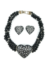 Celine Rhinestone Studded Heart Necklace And Earrings Accessory arcadeshops.com