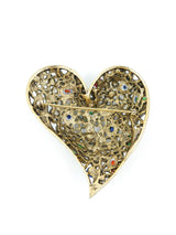 Multi Stone Wire Heart Brooch Accessory arcadeshops.com