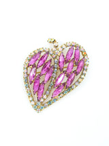 1960s Abstract Rhinestone Heart Brooch Accessory arcadeshops.com