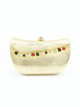 Goldtone Rhinestone Studded Evening Clutch Accessory arcadeshops.com