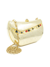 Goldtone Rhinestone Studded Evening Clutch Accessory arcadeshops.com