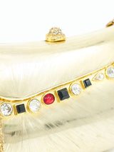 Goldtone Rhinestone Studded Evening Clutch Accessory arcadeshops.com