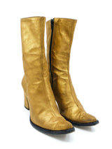 Todd Oldham Metallic Gold Heeled Boots, 6 Accessory arcadeshops.com
