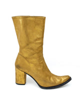 Todd Oldham Metallic Gold Heeled Boots, 6 Accessory arcadeshops.com