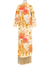 1970s Metallic Brocade Fringe Trim Gown Dress arcadeshops.com