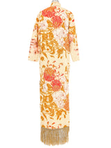 1970s Metallic Brocade Fringe Trim Gown Dress arcadeshops.com