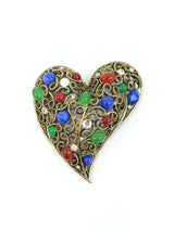 Multi Stone Wire Heart Brooch Accessory arcadeshops.com