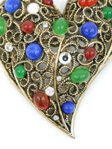 Multi Stone Wire Heart Brooch Accessory arcadeshops.com
