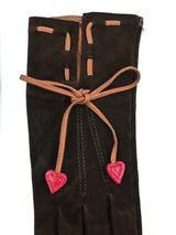 Moschino Suede Heart Accent Gloves Accessory arcadeshops.com