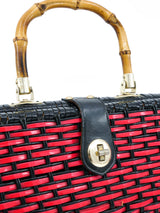 Black and Red Wicker Basket Bag Accessory arcadeshops.com