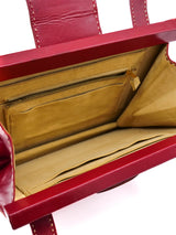 1960s Red Leather Topstitch Handbag Accessory arcadeshops.com