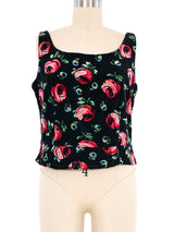 1980s Esprit Velvet Rose Print Three Piece Ensemble Suit arcadeshops.com