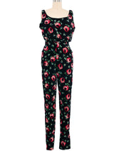 1980s Esprit Velvet Rose Print Three Piece Ensemble Suit arcadeshops.com
