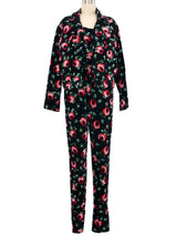 1980s Esprit Velvet Rose Print Three Piece Ensemble Suit arcadeshops.com