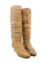 1980s Tan Patchwork Snakeskin Knee High Boots, 7 Accessory arcadeshops.com