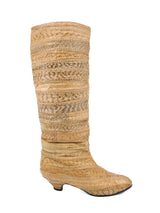 1980s Tan Patchwork Snakeskin Knee High Boots, 7 Accessory arcadeshops.com