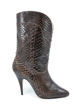 Brown Snakeskin Heeled Leather Boots, 7 Accessory arcadeshops.com