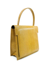 1960s Saks Mustard Leather Top Handle Bag Accessory arcadeshops.com
