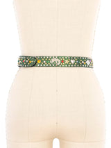 1980s Studded Green Leather Western Belt Accessory arcadeshops.com