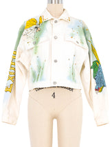 Exotic Parrot Painted Denim Jacket Jacket arcadeshops.com