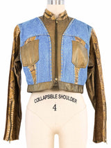 2000s Patchwork Embellished Denim Jacket Jacket arcadeshops.com
