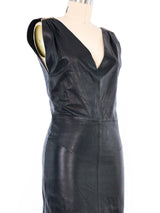 Gianni Versace V Neck Leather Dress Dress arcadeshops.com
