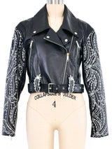 Jitrois Embroidered Leather Motorcycle Jacket Jacket arcadeshops.com