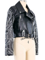 Jitrois Embroidered Leather Motorcycle Jacket Jacket arcadeshops.com