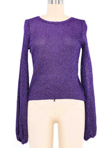 Purple Lurex Balloon Sleeve Knit Top Top arcadeshops.com