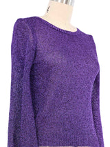 Purple Lurex Balloon Sleeve Knit Top Top arcadeshops.com