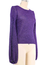 Purple Lurex Balloon Sleeve Knit Top Top arcadeshops.com