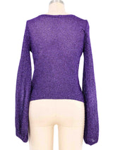 Purple Lurex Balloon Sleeve Knit Top Top arcadeshops.com