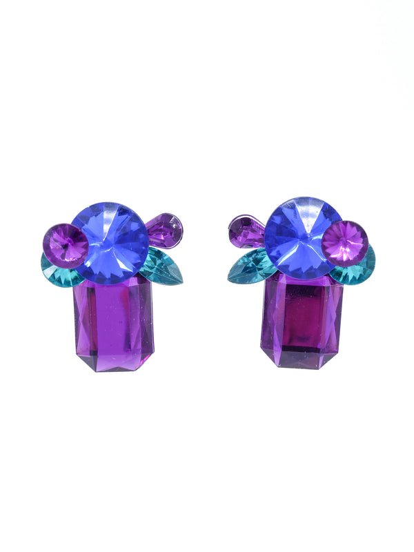 Purple Jeweled Earrings Accessory arcadeshops.com
