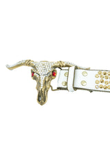 Longhorn Skull Buckled Studded Western Belt Accessory arcadeshops.com
