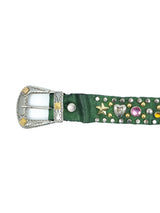 1980s Studded Green Leather Western Belt Accessory arcadeshops.com
