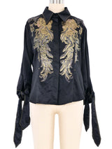 Roberto Cavalli Glitter Embellished Satin Blouse Top arcadeshops.com