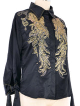 Roberto Cavalli Glitter Embellished Satin Blouse Top arcadeshops.com