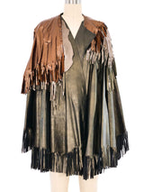 Metallic Leather Layered Cape Jacket arcadeshops.com