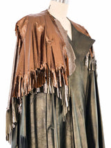 Metallic Leather Layered Cape Jacket arcadeshops.com
