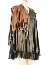 Metallic Leather Layered Cape Jacket arcadeshops.com