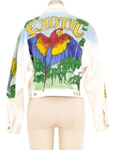 Exotic Parrot Painted Denim Jacket Jacket arcadeshops.com