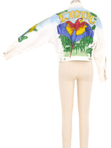 Exotic Parrot Painted Denim Jacket Jacket arcadeshops.com